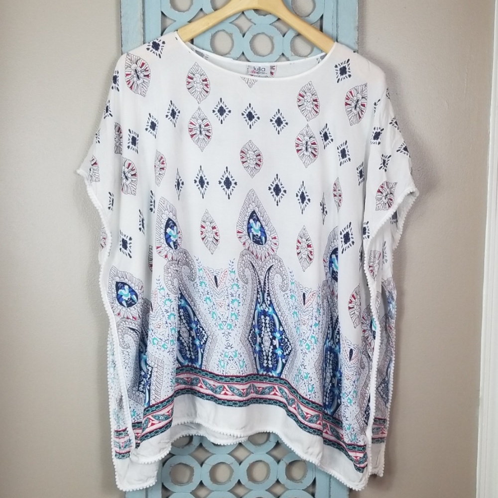 Print Poncho Top